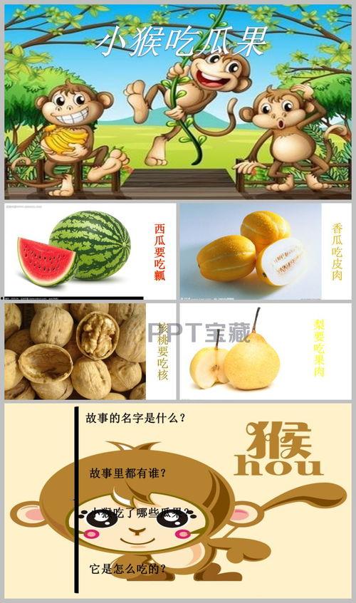 猴子吃瓜ppt下载,趣味科普，轻松了解猴子与瓜果的故事